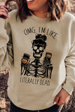 Halloween Skeleton Letter Print Crew Neck Pullover Sweatshirt