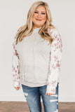 Plus Size Floral Raglan Sleeve Striped Hoodie
