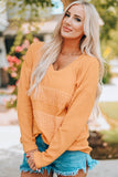 Yellow Lace Contrast Ribbed V Neck Top