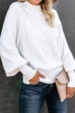 Housewarming Cable Knit Balloon Sleeve Sweater