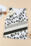 Leopard Color Block Notched Neck Hole Tank
