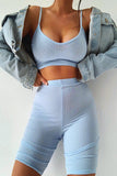 Two-piece Bra and Leggings Ribbed Knit Yoga Sports Wear