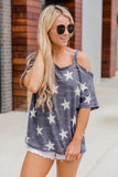Star Print Cold Shoulder Top