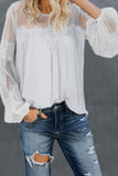 Fashion Lantern-Sleeve Lace Patchwork Top