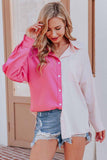 Contrast stitched single breasted off shoulder Long Sleeve Shirt
