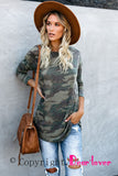 Women's Loose Camo Print Long Sleeve Top Long Sleeve Longline Pullover
