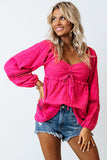 Eyelet Insert Textured Babydoll Top