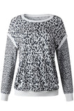 Leopard Printed Long Sleeve Contrast Trim Sweatshirt