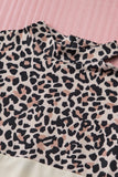 Leopard Color Block Cold Shoulder Shift Mini Dress