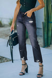 Medium Wash High Rise Straight Leg Jeans