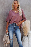 V Neck Short Sleeve Knit Tee
