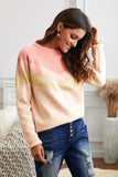 V Stripe Pattern Colorblock Sweater