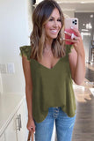 V Neck Flutter Lace Flowy Tank Tops