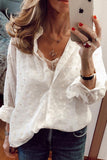 Turn-down Neck Swiss Dot Texture Sheer Shirt