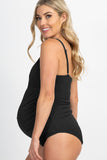 Ribbed Snap Front One-piece Maternity Swimsuit