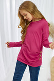 Little Girls Long Sleeve Buttoned Side Top