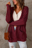 Red Drop Shoulder Textured Cardigan