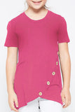 Buttoned Arched Hem Girls T-shirt