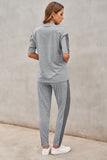 Plaid Splicing Short Sleeve Top and Elastic Waist Pants Set