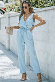 Pocketed Chambray Sleeveless Jumpsuit