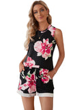 Floral Print Tank Top and Shorts Homesuit