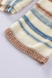 color Striped Knit Kangaroo Pocket Hooded Sweater