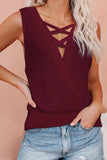 Crisscross Hollow-out Knit Tank Top