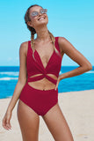 Twisted Ruched Hollow Out One-piece Swimwear