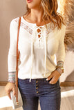 Lace up Contrast Wrist Long Sleeve Top