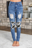 Floral Patches Ripped Jeans