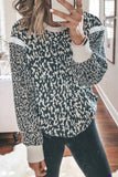 Leopard Printed Long Sleeve Contrast Trim Sweatshirt
