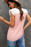 Flutter Shoulder Striped Print Tank Top