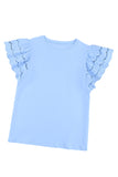 Hollow Out Ruffle Sleeve T-shirt