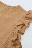 Ruffled Sleeve V Neck Top