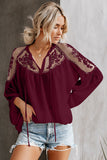 Red Gray Formal Invitation Lace Blouse