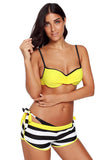 Wrinkled Bra Striped Bikini Bottom Swimsuit