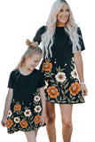 Family Matching Floral Printed Short Sleeve Girl's Mini Dress