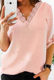 Lace V Neck 3/4 Sleeves Blouse