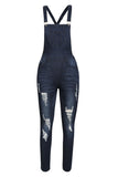 Wash Distressed Jeans Overalls