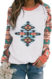 Western Fashion Tribal Aztec Print Raglan Sweatshirt