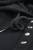 Snap Button Pullover Hoodie with Pocket