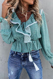 Floral Print Flounce V Neck Crop Top