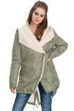 Asymmetric Hooded Fleece Winter Coat