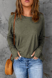 Crew Neck Thumb Hole Sleeve Top