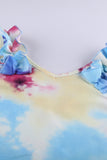 Tie Dye Ruffled V-Neck Tank