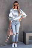 Stripe Drop Shoulder Striped Pullover Sweatshirt