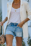 Light Blue Distressed Ripped Denim Shorts with Pockets