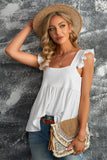 White Flutter Shoulder Babydoll Top