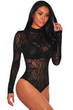 Sheer Mesh Geometric Velvet Bodysuit