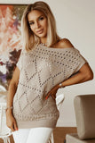 Pointelle Knit Short Dolman Sleeve Sweater Top